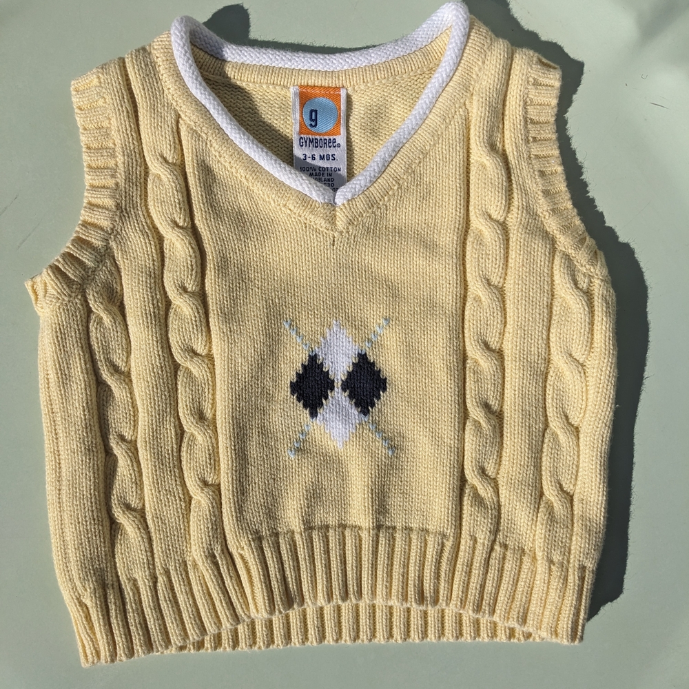 Yellow Cable Knit Sweater Vest